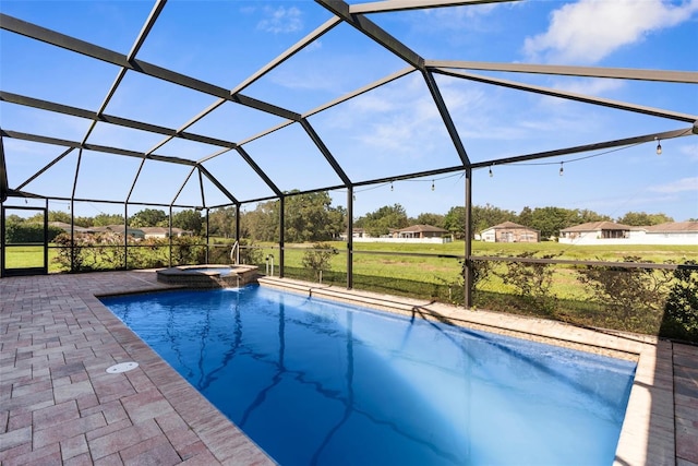 1280 Hill Flower Dr, Brooksville, FL 34604 - view of swimming pool with a patio, a pool with connected hot tub, and glass enclosure