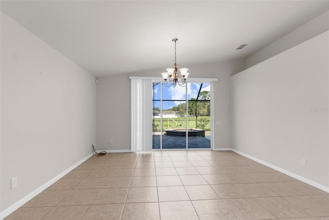 1280 Hill Flower Dr, Brooksville, FL 34604 - spare room with a chandelier and light tile patterned floors
