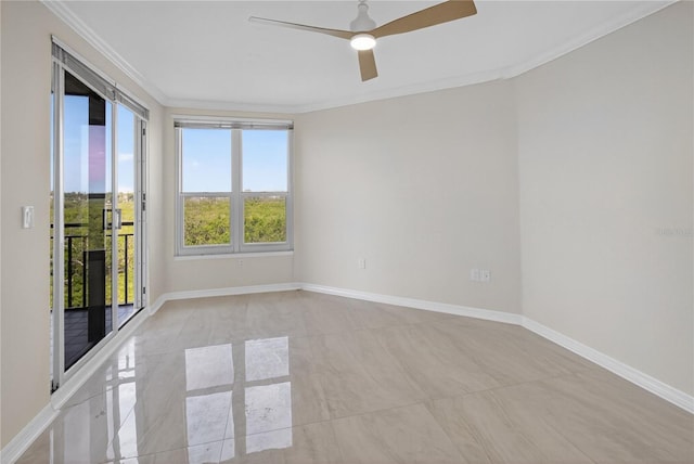 5430 Eagles Point Cir Unit 202, Sarasota, FL 34231 - spare room featuring crown molding and a ceiling fan