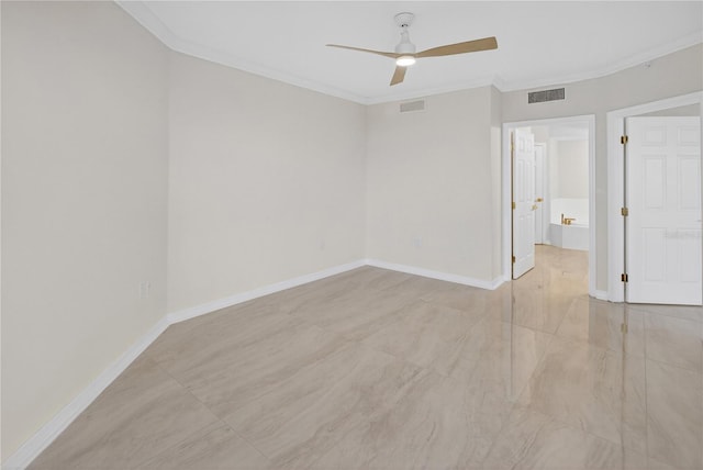 5430 Eagles Point Cir Unit 202, Sarasota, FL 34231 - empty room with ornamental molding and ceiling fan