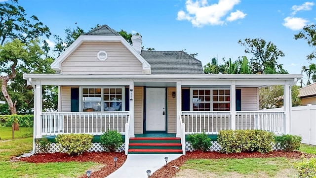 1005 45th St W, Bradenton, FL 34209 - view of front facade featuring covered porch and a chimney