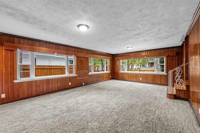 2819 N Central Ave, Tampa, FL 33602 - spare room featuring wood walls, a textured ceiling, and carpet flooring
