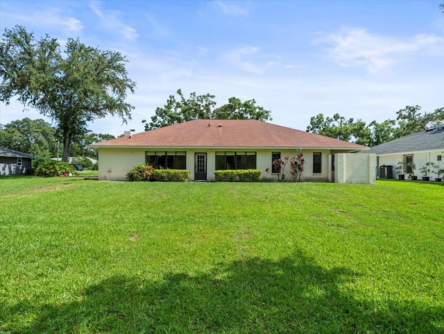 1015 Hastings Ct, Lutz, FL 33548 - back of property with a lawn and stucco siding
