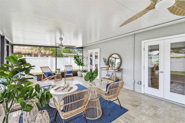 2452 Bayshore Blvd, Dunedin, FL 34698 - sunroom / solarium with french doors and ceiling fan