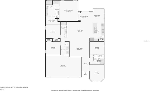 12004 Cinnamon Fern Dr, Riverview, FL 33579 - view of floor plan / room layout