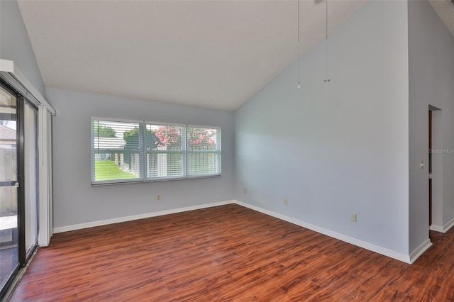 1717 Atrium Dr, Sun City Center, FL 33573 - unfurnished room with wood finished floors and high vaulted ceiling