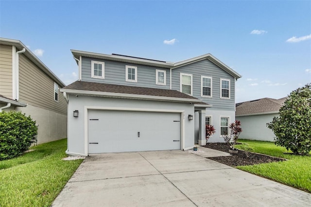 2073 Branding Iron Way, New Port Richey, FL 34655 - traditional-style house with a garage, concrete driveway, a front yard, and roof with shingles