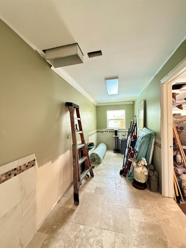 16006 Armistead Ln, Odessa, FL 33556 - interior space featuring stone tile flooring and ornamental molding