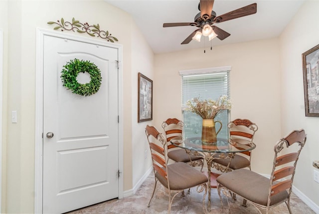 13194 Royal Pines Ave, Riverview, FL 33579 - dining room with a ceiling fan and baseboards