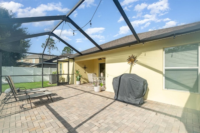 13194 Royal Pines Ave, Riverview, FL 33579 - view of patio featuring grilling area and glass enclosure