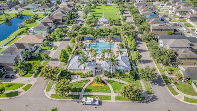 13194 Royal Pines Ave, Riverview, FL 33579 - aerial perspective of suburban area with a large body of water and a pool