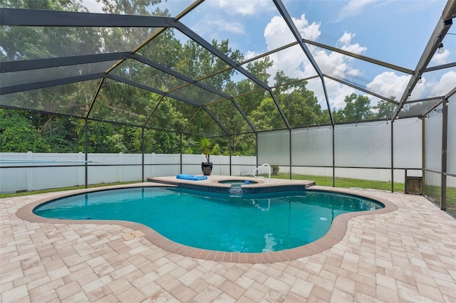 3509 Country Creek Ln, Valrico, FL 33596 - view of pool with an in-ground hot tub, a patio area, and a lanai