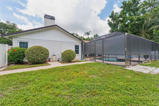 3509 Country Creek Ln, Valrico, FL 33596 - view of yard featuring an outdoor pool, a patio area, and a lanai