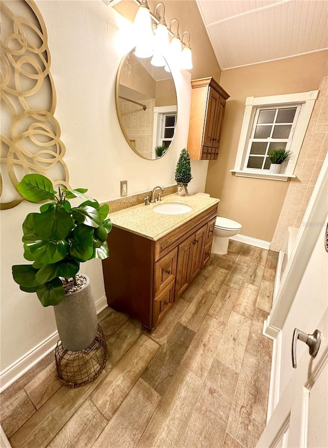 20111 County Line Rd, Lutz, FL 33558 - full bath with wood finished floors, vanity, and vaulted ceiling