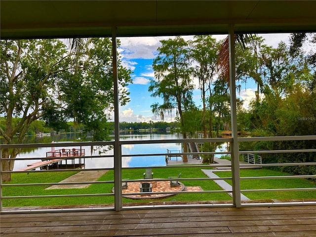 20111 County Line Rd, Lutz, FL 33558 - wooden deck featuring a water view and a yard