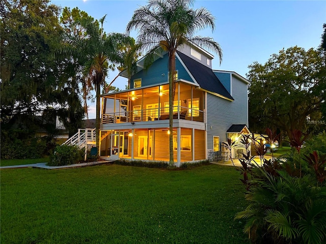 20111 County Line Rd, Lutz, FL 33558 - back of property with a yard and stairs