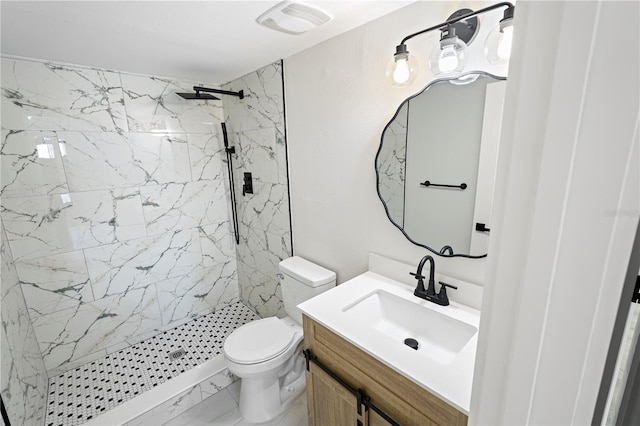 3232 Lake Pine Way E Unit A2, Tarpon Springs, FL 34688 - full bath featuring vanity, a marble finish shower, and marble look tiles