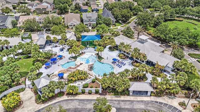 6041 Sandhill Ridge Dr, Lithia, FL 33547 - aerial perspective of suburban area with a pool area