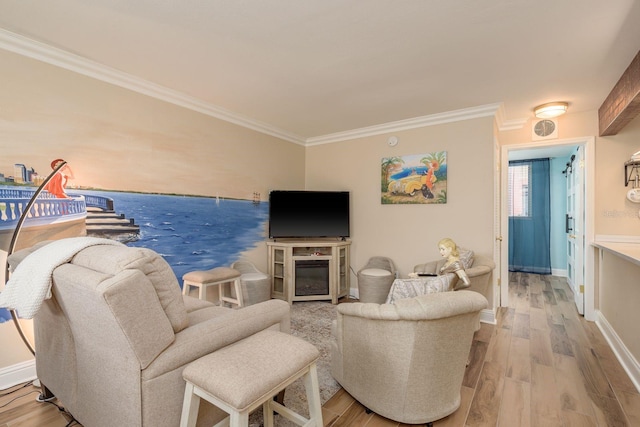 1301 S Howard Ave Unit A9, Tampa, FL 33606 - living room featuring ornamental molding and wood finished floors