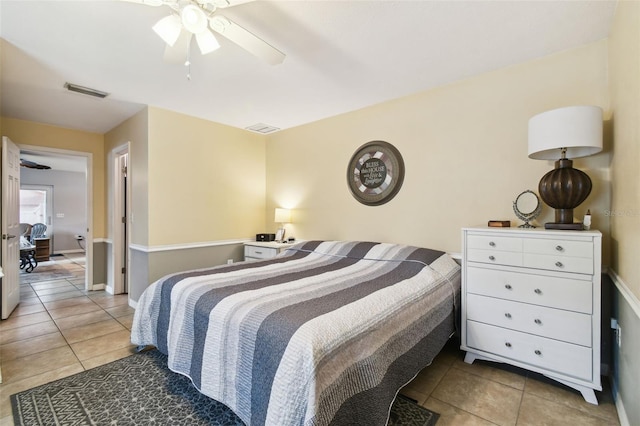 8823 Aruba Ln, Port Richey, FL 34668 - tiled bedroom featuring a ceiling fan