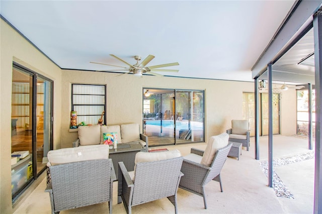 2199 Blue Tern Dr, Palm Harbor, FL 34683 - view of patio / terrace featuring ceiling fan and an outdoor hangout area