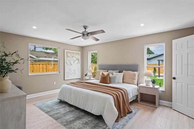 1707 Solon Ave, Dunedin, FL 34698 - bedroom with light wood-style floors, recessed lighting, and ceiling fan