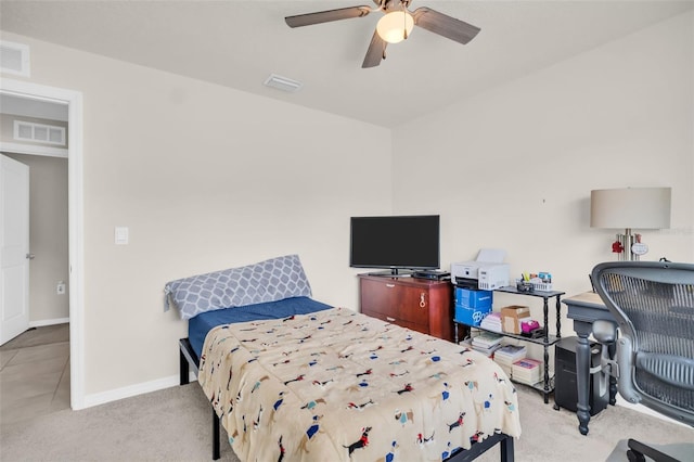 7774 Sail Clover Ln, Zephyrhills, FL 33540 - bedroom with carpet flooring, a ceiling fan, and a desk