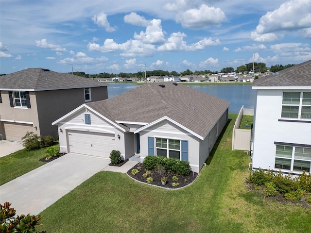 7774 Sail Clover Ln, Zephyrhills, FL 33540 - traditional-style house with an attached garage, a front yard, concrete driveway, and stucco siding