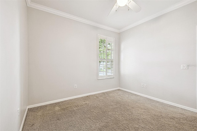 18203 Tivoli Ln, Lutz, FL 33558 - spare room with crown molding, carpet, and a ceiling fan