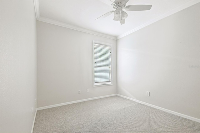 18203 Tivoli Ln, Lutz, FL 33558 - unfurnished room featuring a ceiling fan, carpet flooring, and crown molding