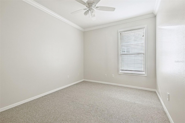 18203 Tivoli Ln, Lutz, FL 33558 - unfurnished room featuring light colored carpet, ornamental molding, and ceiling fan