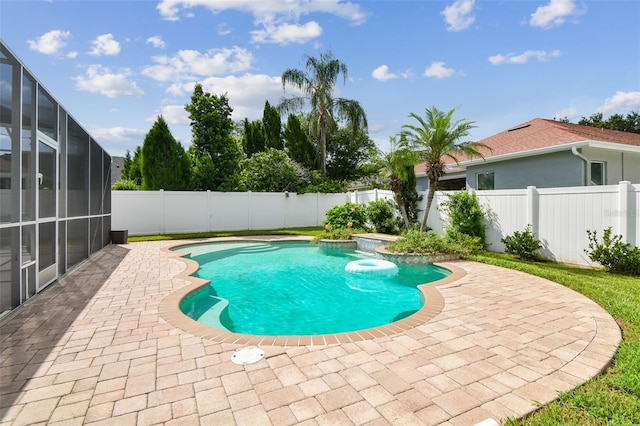 18203 Tivoli Ln, Lutz, FL 33558 - view of pool featuring a fenced backyard, a patio area, and a lanai