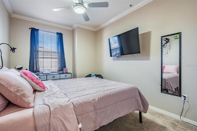 1031 Andrew Aviles Cir, Tampa, FL 33619 - bedroom featuring carpet flooring, crown molding, and a ceiling fan