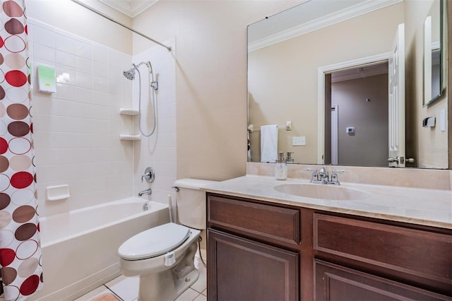 1031 Andrew Aviles Cir, Tampa, FL 33619 - full bath featuring crown molding, shower / bath combo, vanity, and tile patterned floors
