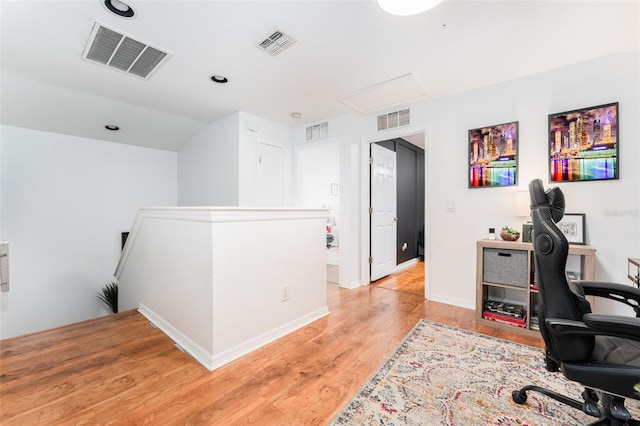 8050 Diablo Ct, Trinity, FL 34655 - office area featuring light wood finished floors, attic access, and recessed lighting