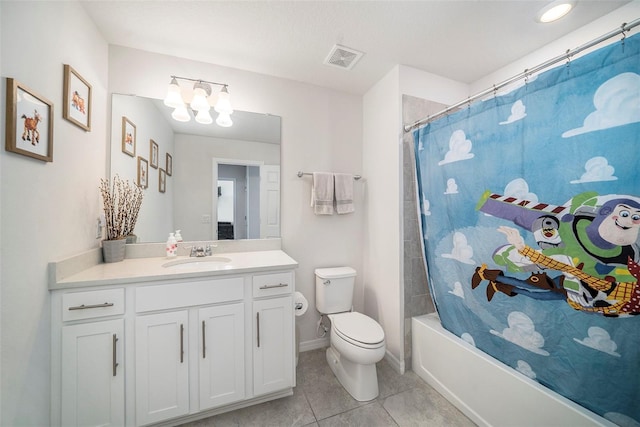 4608 Emprise Way, Land O Lakes, FL 34638 - full bathroom featuring vanity, tile patterned flooring, a chandelier, and shower / bath combo