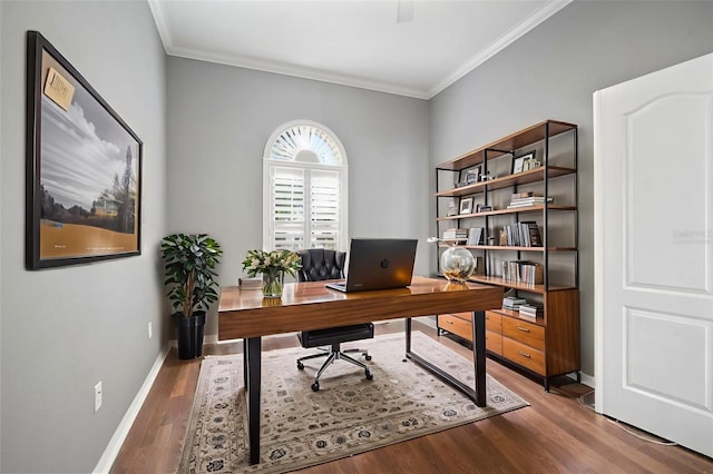 10101 Paddock Oaks Dr, Riverview, FL 33569 - office with wood finished floors and ornamental molding
