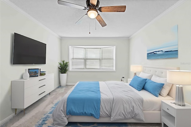 2141 Coachman Rd, Spring Hill, FL 34608 - bedroom with ornamental molding, light colored carpet, and ceiling fan