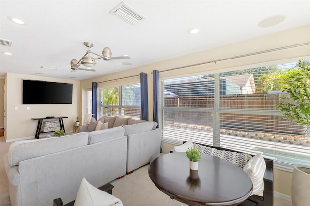 218 N Bay Hills Blvd, Safety Harbor, FL 34695 - living room featuring ceiling fan and recessed lighting