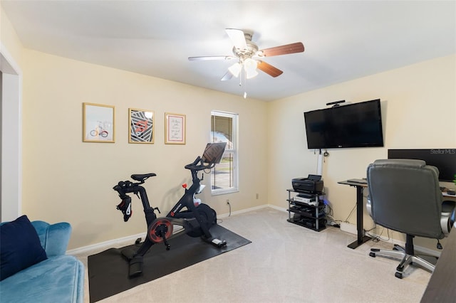 218 N Bay Hills Blvd, Safety Harbor, FL 34695 - workout room with a ceiling fan and carpet flooring
