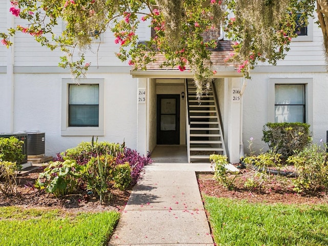 214 Meadow Ln Unit 214, Oldsmar, FL 34677 - doorway to property featuring stucco siding