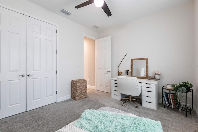 12646 Oak Hill Way, Parrish, FL 34219 - carpeted office space featuring ceiling fan and baseboards