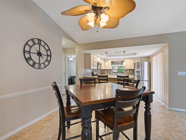 37147 Foxrun Pl, Zephyrhills, FL 33542 - dining space with a ceiling fan, light tile patterned floors, and a textured ceiling