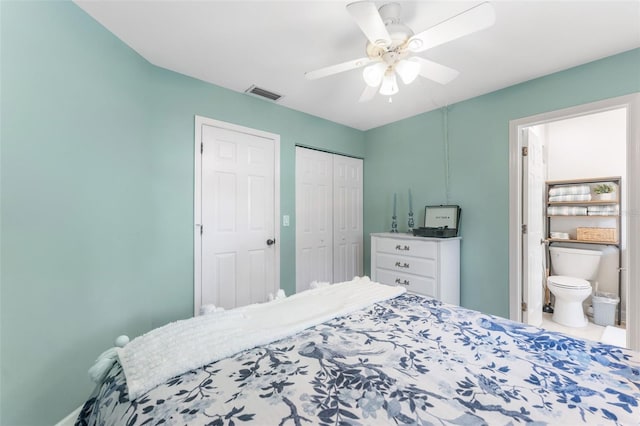 2809 W Platt St Unit 6, Tampa, FL 33609 - bedroom with a closet, ensuite bathroom, and a ceiling fan