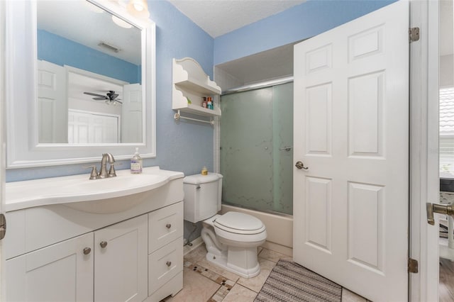 835 Symphony Isles Blvd, Apollo Beach, FL 33572 - full bath featuring vanity, tile patterned flooring, combined bath / shower with glass door, and a ceiling fan