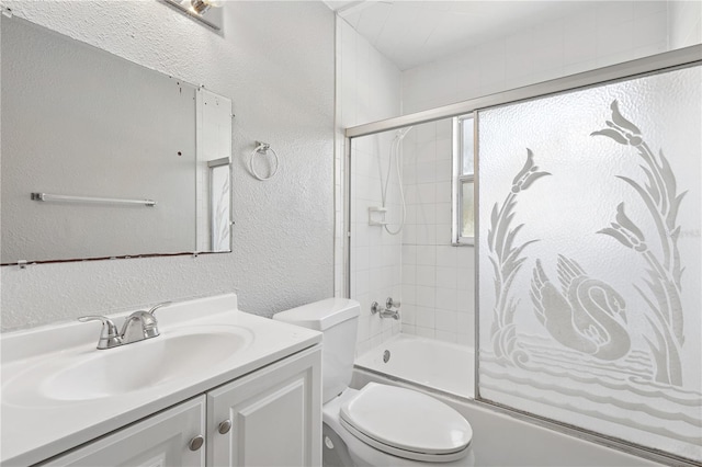129 Magnolia Ave, Seffner, FL 33584 - full bathroom featuring a textured wall, vanity, and enclosed tub / shower combo