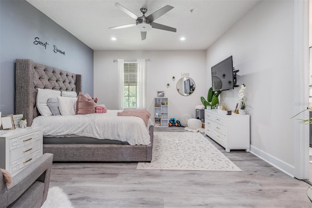 3210 W Horatio St Unit 9, Tampa, FL 33609 - bedroom featuring recessed lighting, light wood-style floors, and a ceiling fan