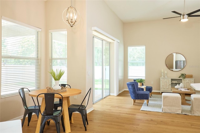 15412 Carrillon Estates Blvd, Tampa, FL 33625 - dining room featuring a chandelier, light wood finished floors, and ceiling fan