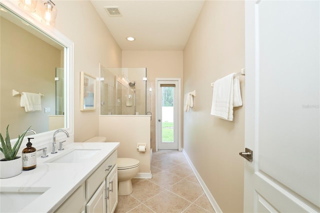 15412 Carrillon Estates Blvd, Tampa, FL 33625 - full bathroom with double vanity, walk in shower, and tile patterned floors