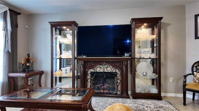 270 Planter Rd, Spring Hill, FL 34606 - living room featuring a fireplace and tile patterned flooring